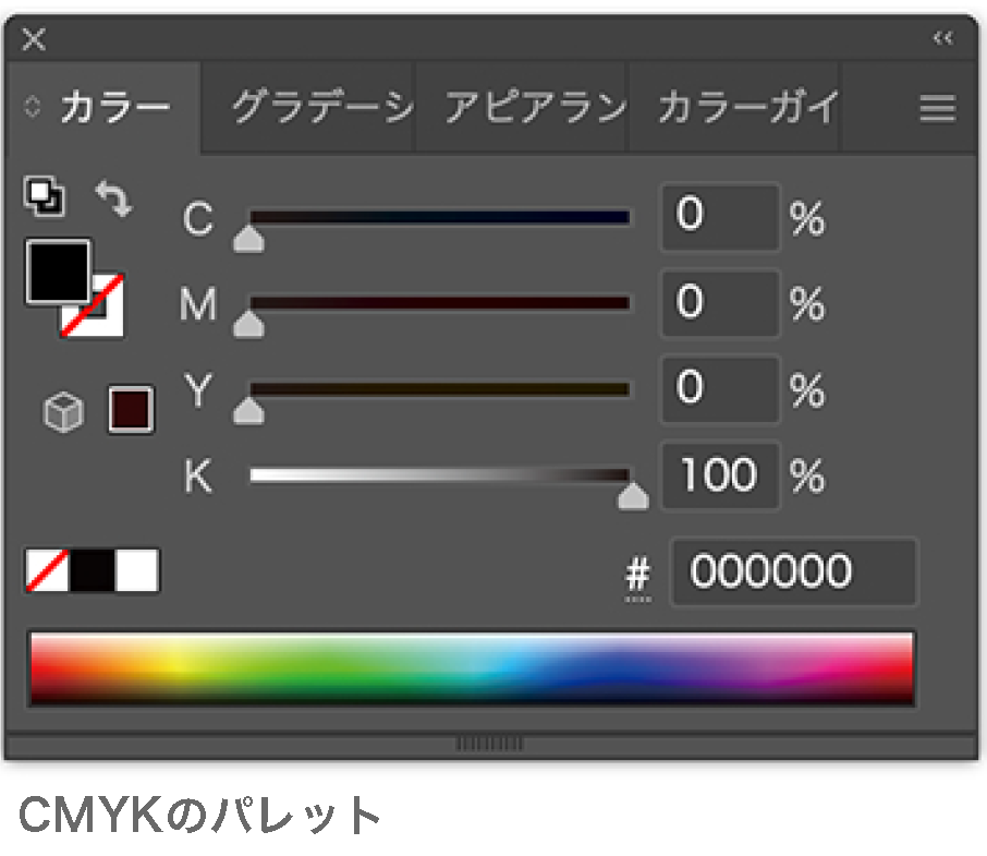 カラーパレットを表示し、K版のみで作成（推奨）